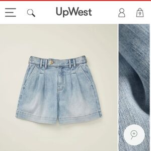 Upwest Pleated Denim Shorts Size S NWT Light Wash
